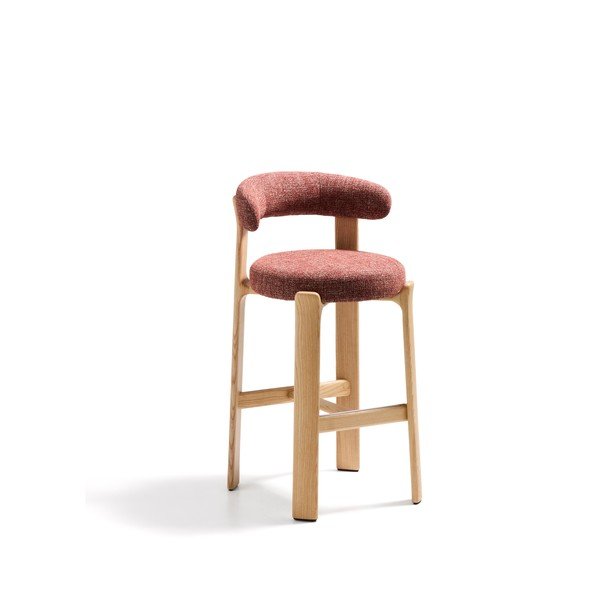 Hoker z litego drewna jesionowego w ceglasto-naturalnym kolorze (wysokość siedziska 75 cm) Granite – Kave Home