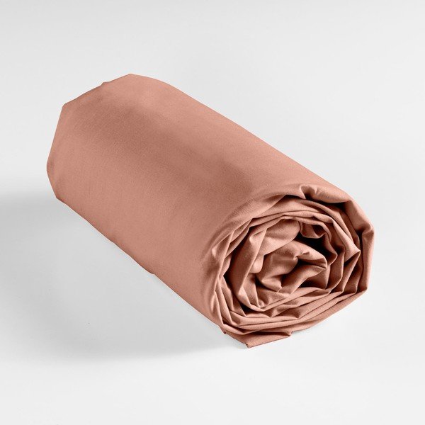 Łososiowe bawełniane prześcieradło z gumką 180x200 cm Lina – douceur d'intérieur-image-3