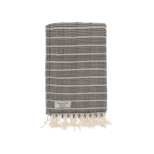 Szary ręcznik kąpielowy hammam Begonville Thyme, 180x100 cm