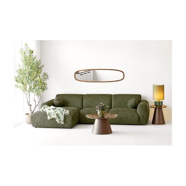 Zielony/beżowy bawełniany koc 130x180 cm Loni – House Nordic-image-1