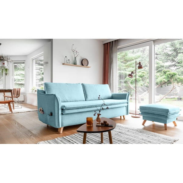 Jasnoniebieska rozkładana sofa 225 cm Charming Charlie – Miuform-image-3