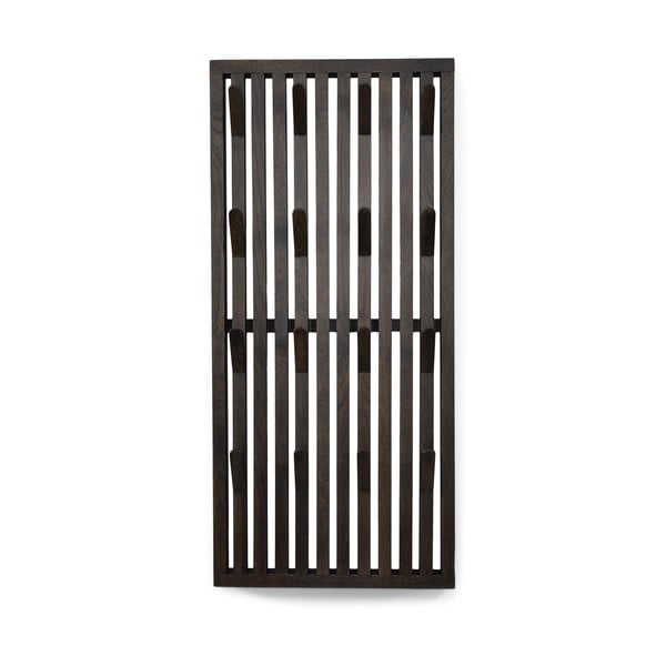 Ciemnobrązowy panel z wieszakami do przedpokoju z litego drewna dębowego 46x100x8 cm Parco – Spinder Design