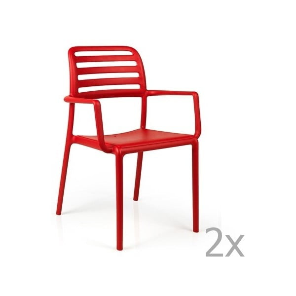 Zestaw 2 czerwonych krzeseł ogrodowych Nardi Costa