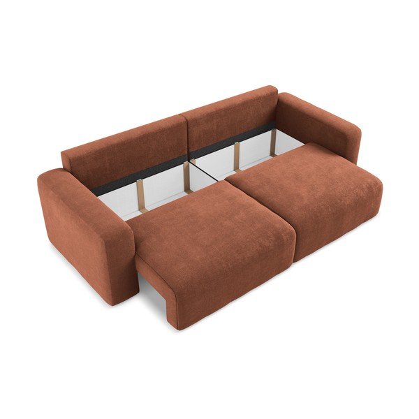 Rozkładana/ze schowkiem sofa z tkaniny szenilowej w kolorze terakoty 252 cm Kona – Makamii-image-4