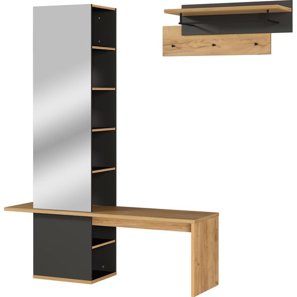 Ciemnoszary zestaw do przedpokoju w dekorze dębu – Germania-image-2