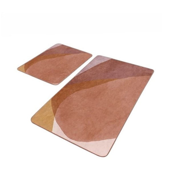 Brązowe aksamitne dywaniki łazienkowe zestaw 2 szt. 60x100 cm – Mila Home