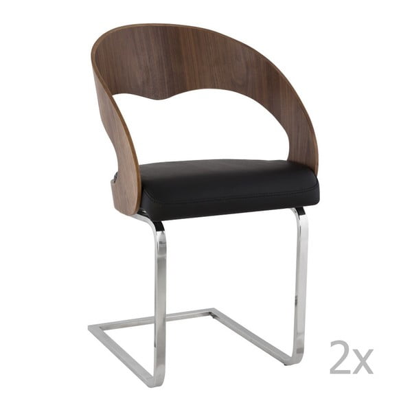 Zestaw 2 krzeseł z orzechowego drewna Kokoon Design Mona