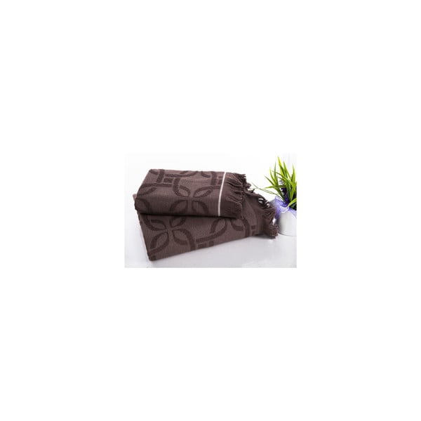 Komplet ręczników hamam Istanbul Brown, 50x90 oraz 70x150 cm