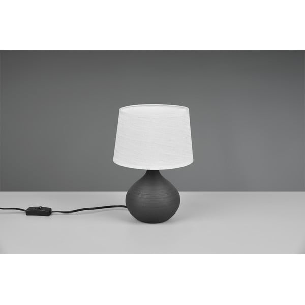 Ciemnobrązowa lampa stołowa z ceramiki i tkaniny Reality Martin, wys. 29 cm-image-1