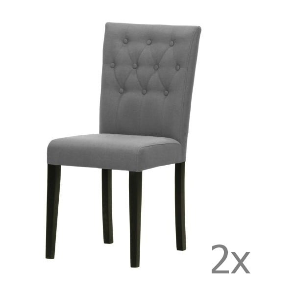 Komplet 2 krzeseł Monako Etna Dark Grey, czarne nóżki
