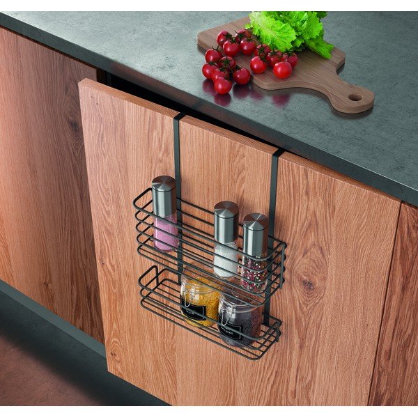 Czarna metalowa półka kuchenna Metaltex Galileo Lava Double-image-2