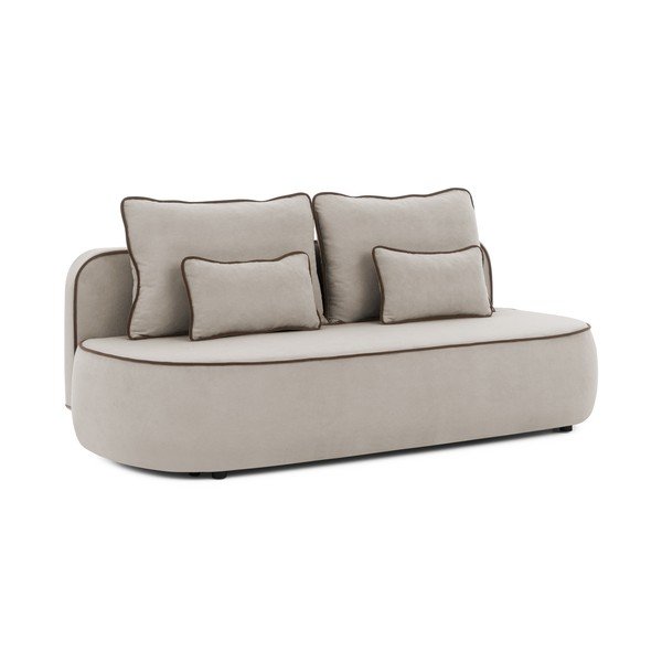 Brązowa/szarobrązowa aksamitna rozkładana/ze schowkiem sofa 210 cm Saga – Ropez