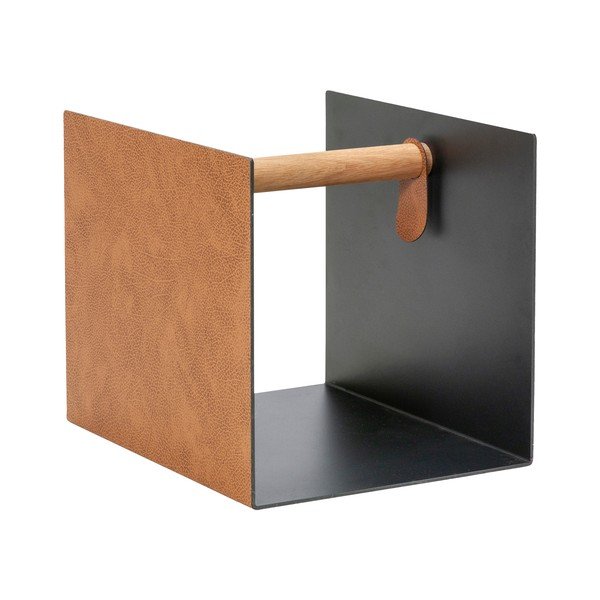 Czarno-naturalny metalowy/ze skóry ekologicznej pojemnik dekoracyjny 32x38x31 cm Bull – LIND DNA-image-4