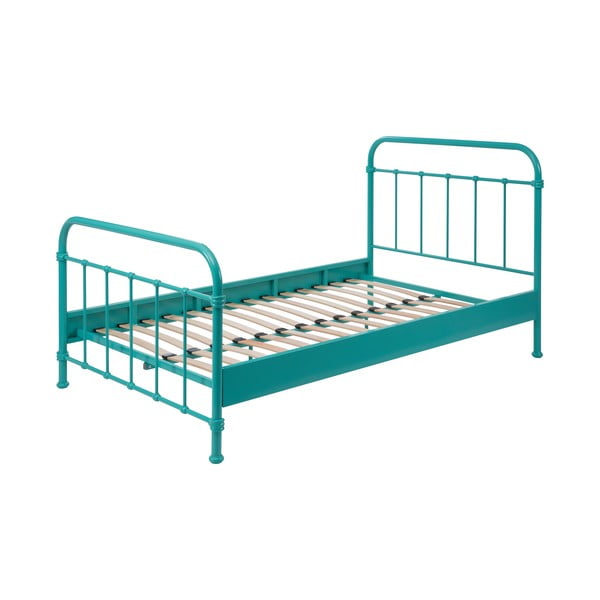Miętowe metalowe łóżko dziecięce Vipack New York, 120x200 cm