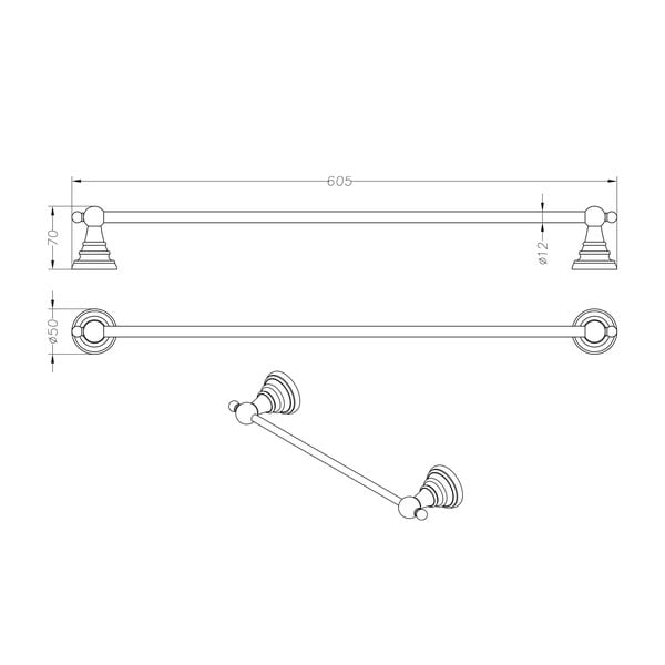 Mosiężny uchwyt na ręczniki Sapho Diamond, szer. 60-image-2