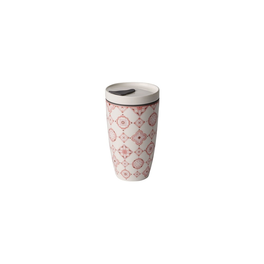 Czerwono-biały porcelanowy kubek termiczny Villeroy & Boch Like To Go, 350 ml