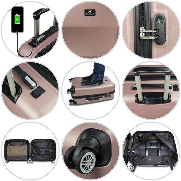 Walizka na kółkach z USB w kolorze złota My Valice COLORS LASSO Cabin Suitcase-image-4