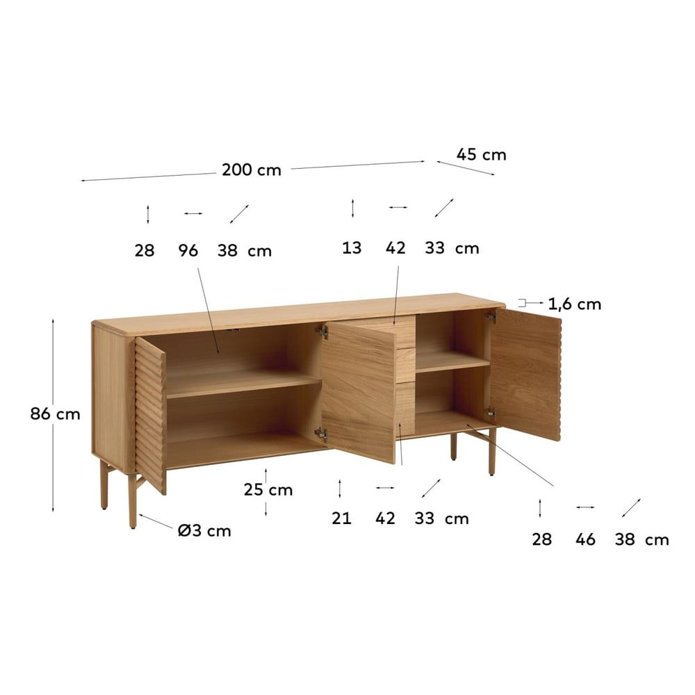 Niska komoda w dekorze dębu 200x86 cm Lenon – Kave Home (zdjęcie 4)
