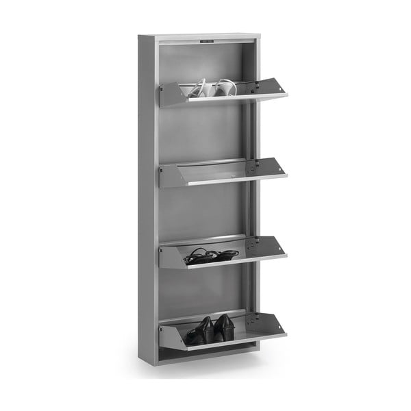 Biała metalowa uchylna szafka na buty 50x136x15 cm Ode – Kave Home-image-3