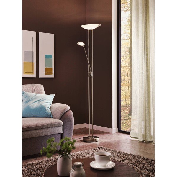 Szara lampa stojąca LED ze szklanym kloszem (wysokość 180 cm) BAYA LED – EGLO-image-2