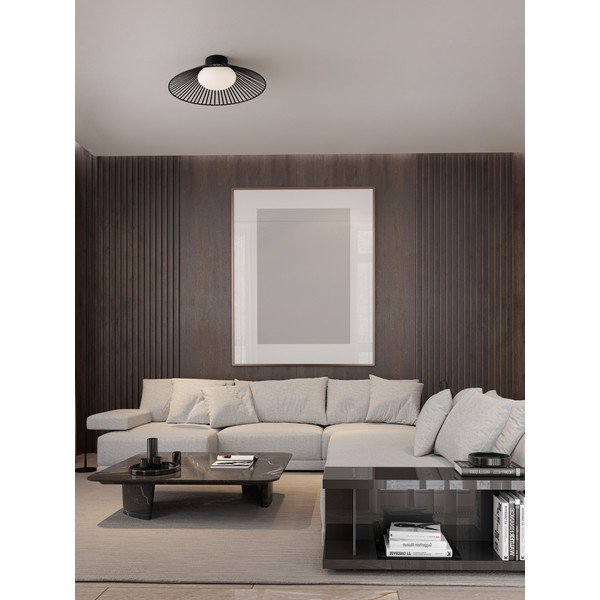 Metalowa lampa sufitowa LED w kolorze matowej czerni ze szklanym kloszem Brume – Nova Luce-image-1