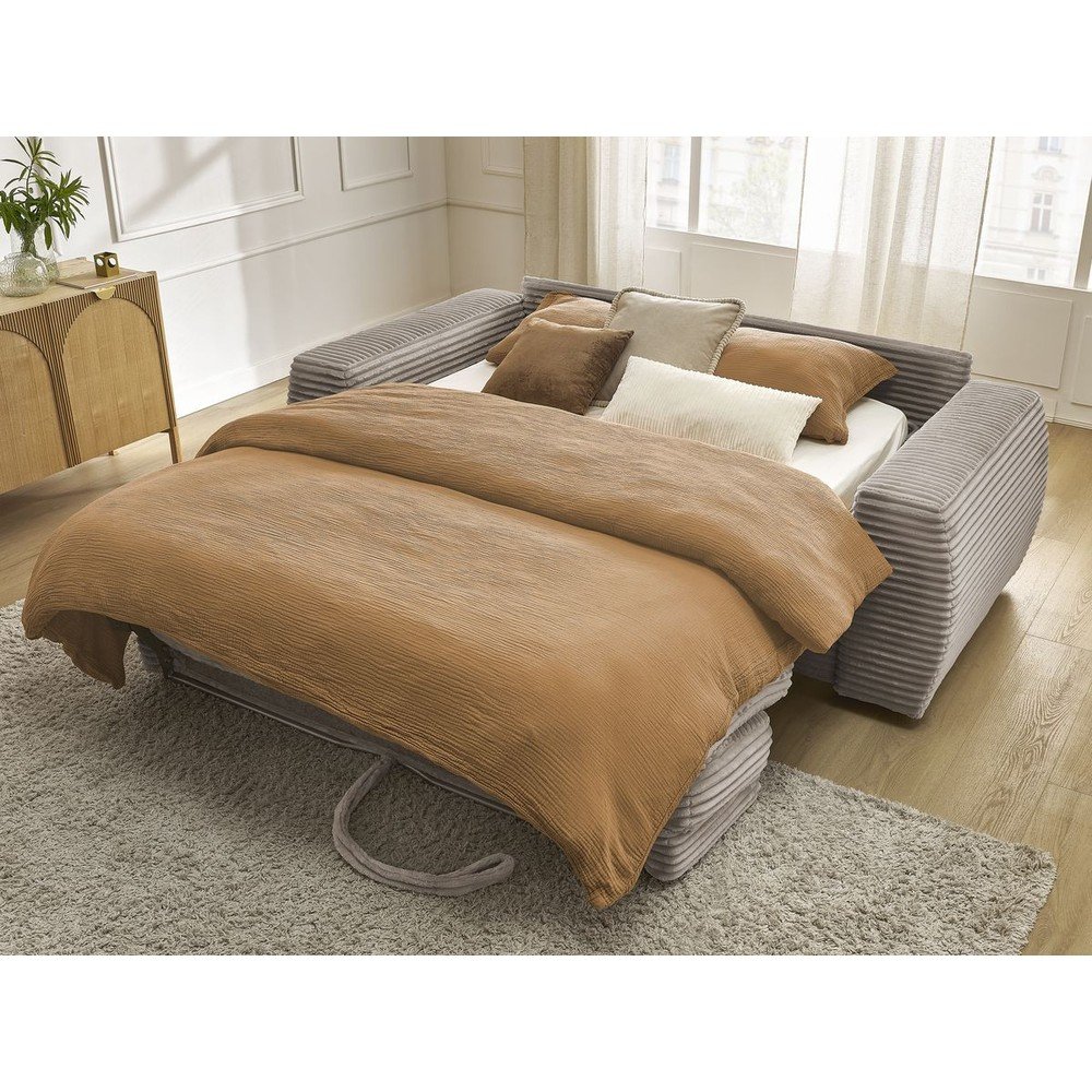 Szarobrązowa sztruksowa rozkładana sofa do spania 240 cm Hugo – Bobochic Paris (zdjęcie 5)