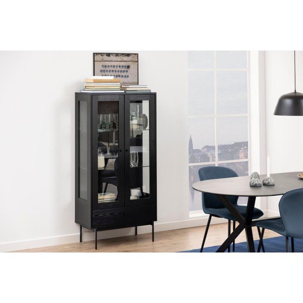 Czarna witryna w dekorze jesionu 75x152 cm Angus – Actona-image-1