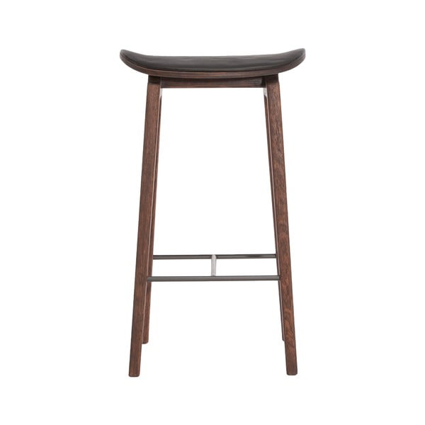 Brązowy stołek barowy z dębowego drewna NORR11 NY11, 65x30 cm