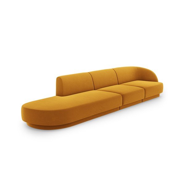 Musztardowa aksamitna sofa 302 cm Miley – Micadoni Home-image-3