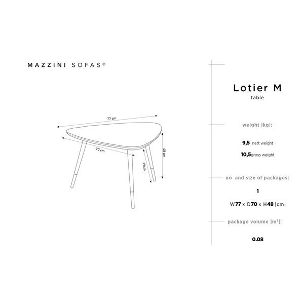 Stolik z drewna sosnowego Mazzini Sofas Lotier Triangle-image-1
