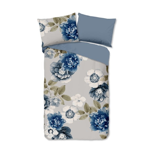 Niebiesko-szara flanelowa pościel jednoosobowa 140x200 cm Gabin – Good Morning