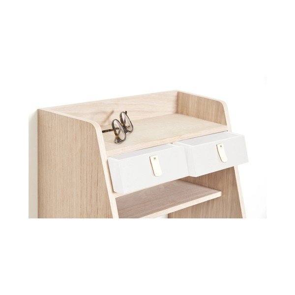 Półka z drewna dębowego z 2 białymi szufladami HARTÔ Suzon-image-3