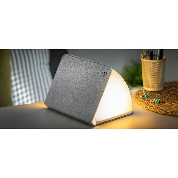 Szara lampa stołowa LED w kształcie książki Gingko Booklight
