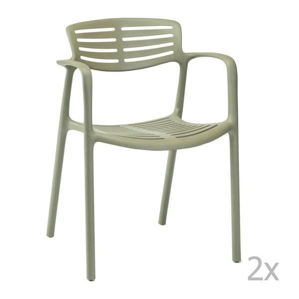 Zestaw 4 zielonych krzeseł ogrodowych z podłokietnikami Resol Toledo Aire