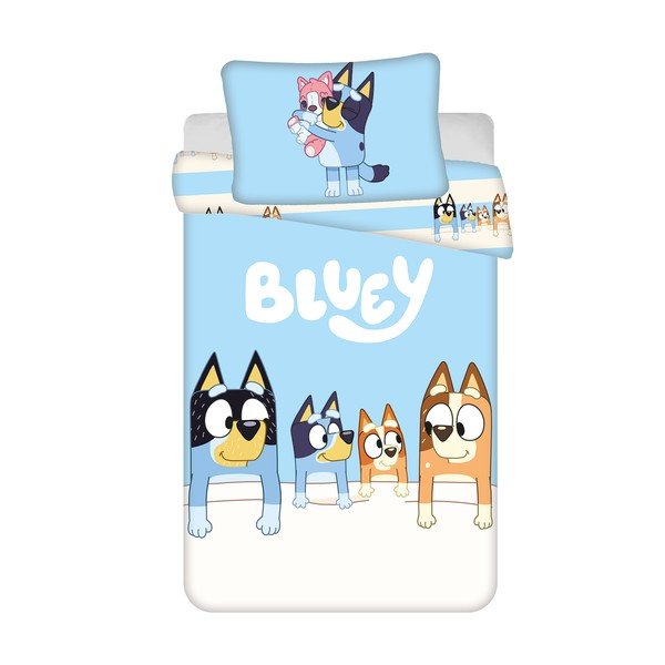 Niebieska bawełniana pościel dziecięca do łóżeczka 100x135 cm Bluey – Jerry Fabrics