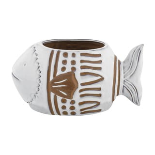 Biało-brązowy ceramiczny wazon Villa Altachiara Sirenuse, wys. 15 cm