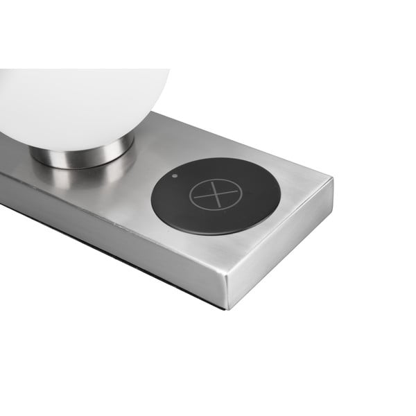 Lampa stołowa z ładowarką bezprzewodową w kolorze srebra (wys. 15 cm) Chloe – Reality-image-4