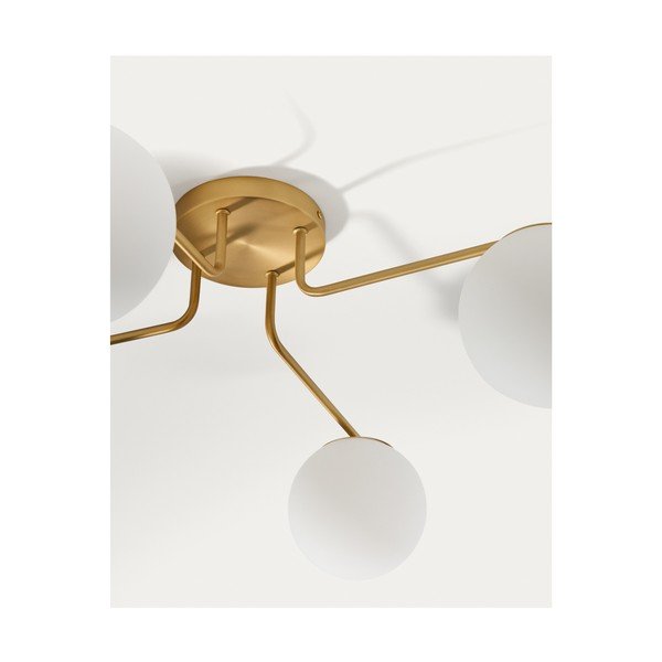 Biała/w kolorze złota metalowa lampa sufitowa ze szklanym kloszem ø 15 cm Brisia – Kave Home-image-3