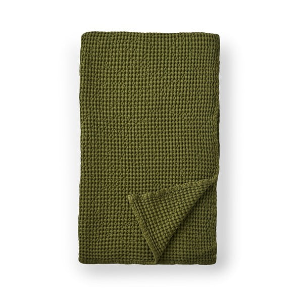 Zielony bawełniany koc 150x200 cm Jaipur Chunky Waffle – Pineapple Elephant