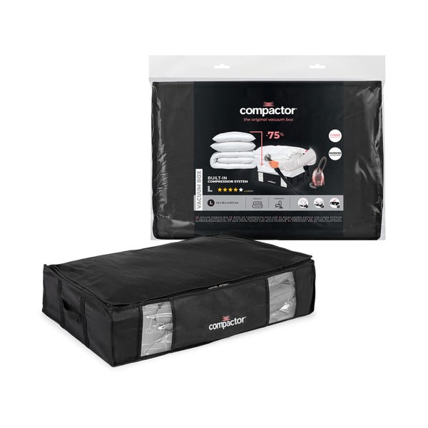 Czarny pojemnik na ubrania pod łóżko Compactor XXL Black Edition 3D, 145 l