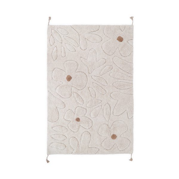 Kremowy bawełniany dywan dziecięcy tkany ręcznie odpowiedni do prania 120x180 cm Gentle Flora – Nattiot