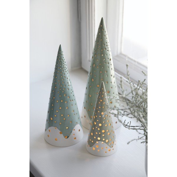 Turkusowy świąteczny świecznik z porcelany kostnej Kähler Design Nobili, wys. 25,5 cm-image-1