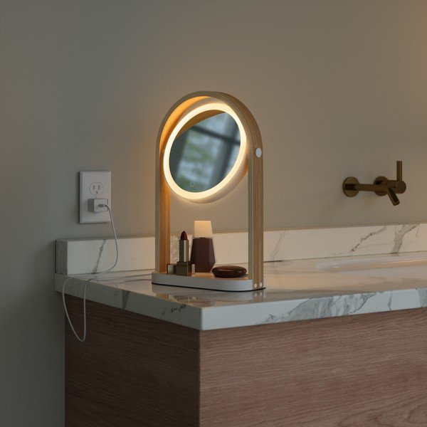 Lustro z drewnianą ramą (powiększenie 10x) kosmetyczne 12x38 cm Bellwood – Umbra-image-3