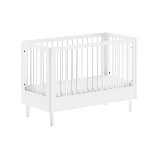 Białe łóżeczko z litego drewna bukowego z regulowaną wysokością 60x120 cm Forrest – Vipack