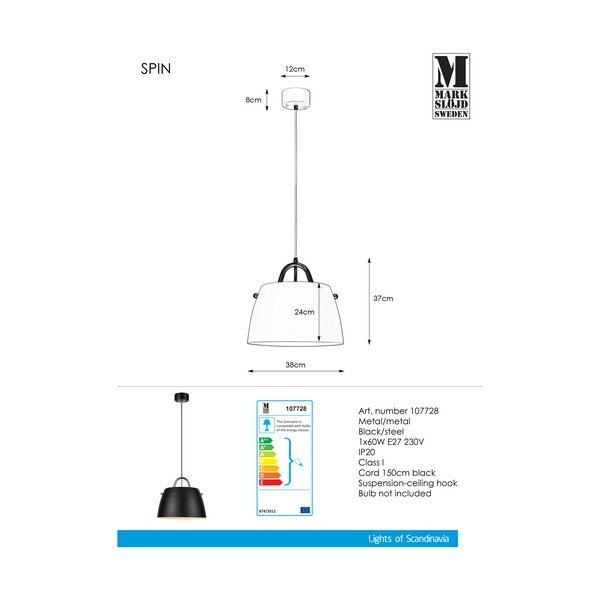 Czarna lampa wisząca Markslöjd Spin Pendant Black-image-2
