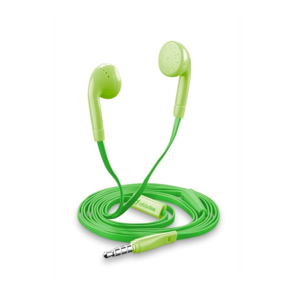 Zielone  słuchawki Style&Color Cellularline Butterfly, płaski kabel, 3,5 mm jack
