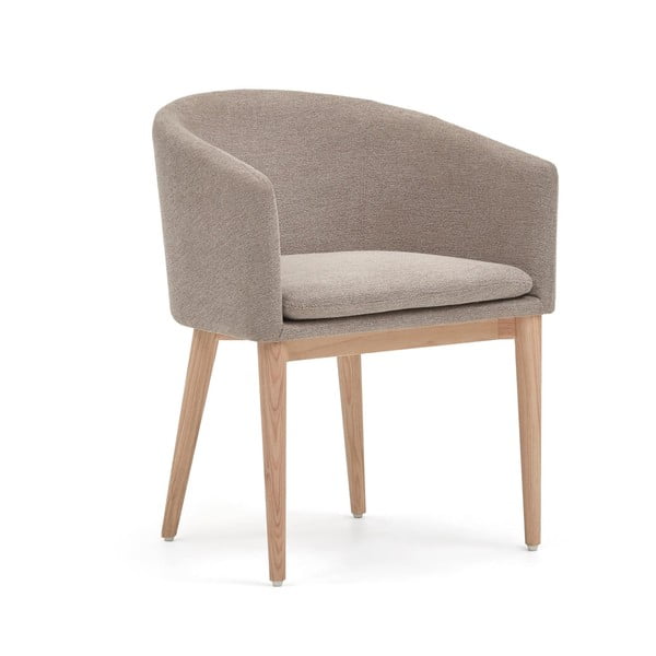 Beżowy tapicerowany fotel jadalniany z podłokietnikami Harlan – Kave Home