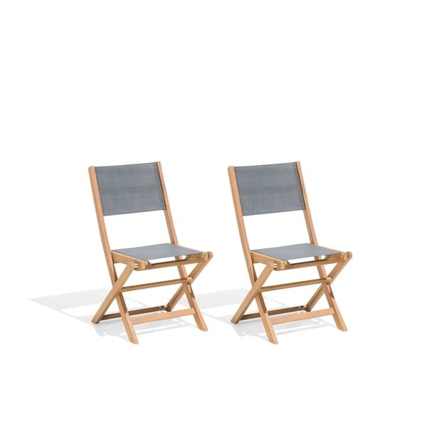 Zestaw 2 składanych krzeseł ogrodowych z drewna akacjowego Monobeli Bibione
