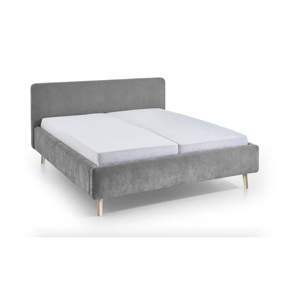 Szare tapicerowane łóżko dwuosobowe ze stelażem 160x200 cm Mattis – Meise Möbel