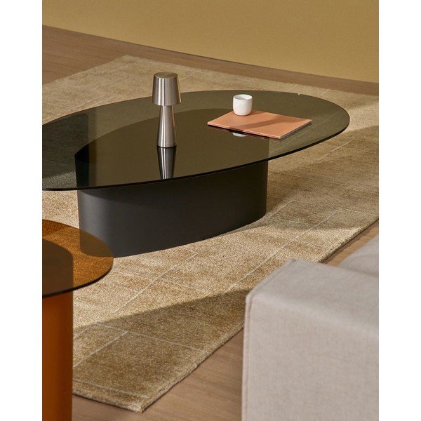 Czarny stolik ze szklanym blatem 81x140 cm Olir – Kave Home-image-1